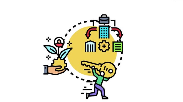 Leadership strategy icon defining business development, aiming to optimize company resources, manage personnel, and foster innovation for achieving success
