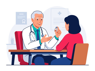 Obraz premium Doctor Explaining Medication To Patient In A Consultation Setting
