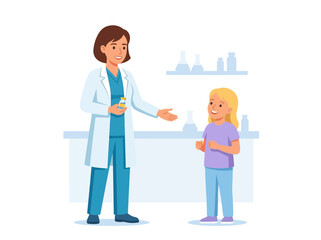 Obraz premium Doctor Explaining Medicine To Young Patient In Laboratory Setting