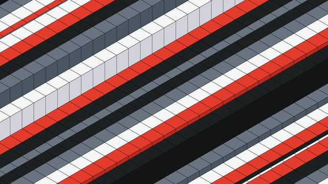 3D Isometric Swiss Typography Grid Seamless Loop. Abstract Swiss Style Typographic Grid Motion Background