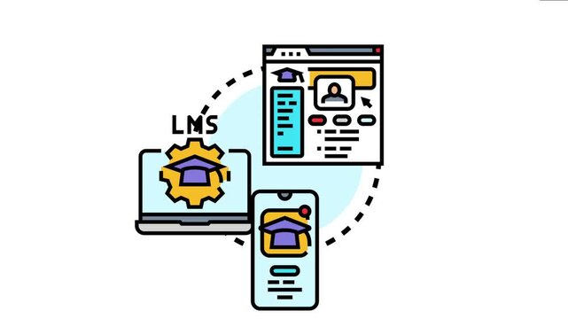 Learner friendly education portal interface concept showing an online learning management system on a laptop, web browser, and mobile phone, modern digital education