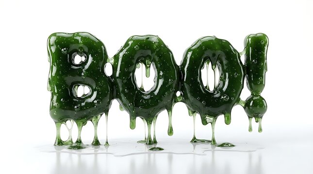 Green slime boo text isolated on white background