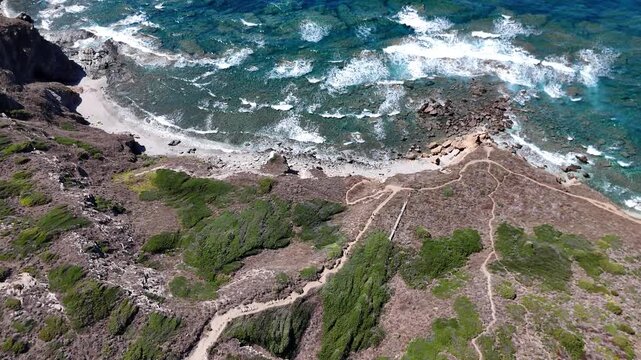Aerial Drone View of Rena Majore Beach and Turquoise Mediterranean Waters, Sardinia
