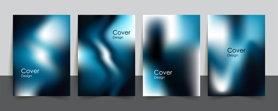 modern cover background template, Blue and white abstract background vector set. A4 gradient cover design for brochure, flyer, poster, banner, book, annual report presentation.