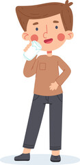 Obraz premium Young boy enjoying a glass of water, promoting hydration and health