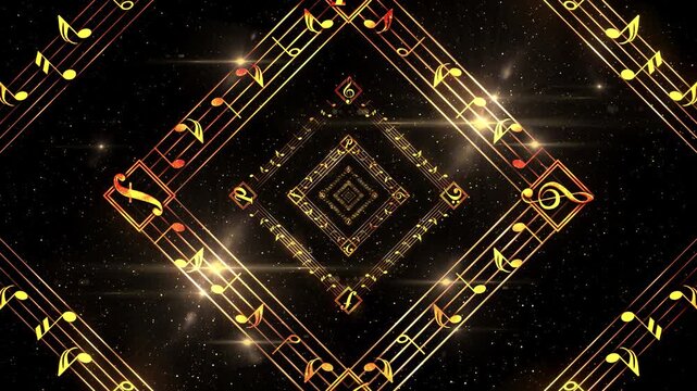 Golden Square Musical Notes Background