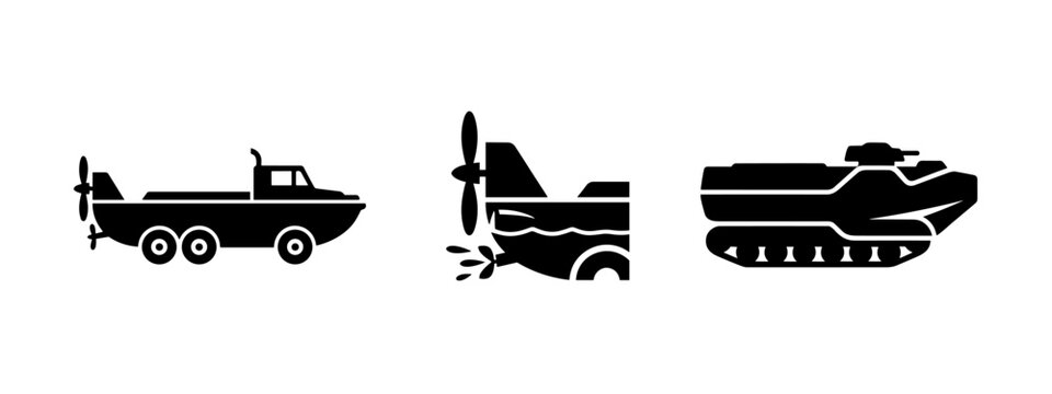 Amphibious military and utility vehicle icons