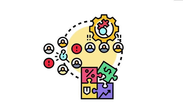 Learning objectives alignment process representing a strategic approach to educational goals. Connecting team members. Problem solving
