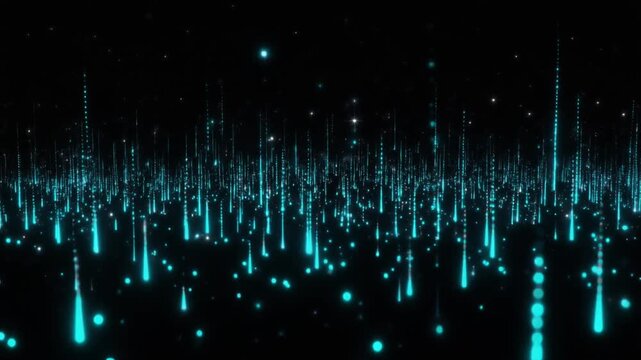 "Futuristic Quantum Particle Flow Visualization with Glowing Blue Cyan Streams in Photorealistic 3D Render"