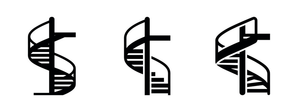 Spiral staircase around central pole icons