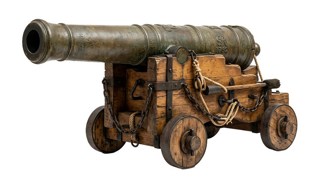 old cannon on white background