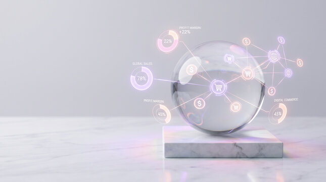 Crystal ball forecasting global digital commerce and profit margins