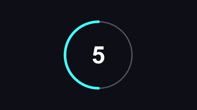 Cyan Circular Progress Timer 10 Second Countdown Ring