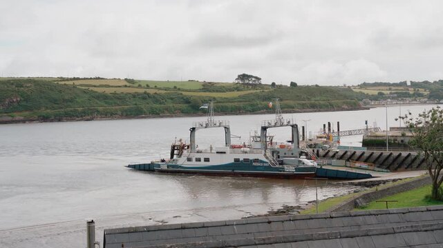 Higher Ferry crossing the River Dart between Dartmouth and Kingswear, carrying vehicles across the scenic estuary in Devon, southern England - Devon, England, United Kingdom - 31 August 2026.