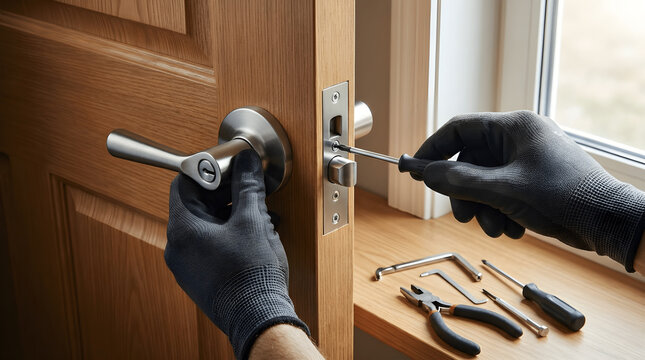 Locksmith Repairing Door Lock Mechanism, Residential Door Lock Repair, Door Lock Service, Lock Repair, Locksmith Tools, Door Hardware, Lock Maintenance