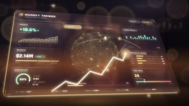 Financial market crash on an AI advisory console as growth flips negative and risk index climbs
