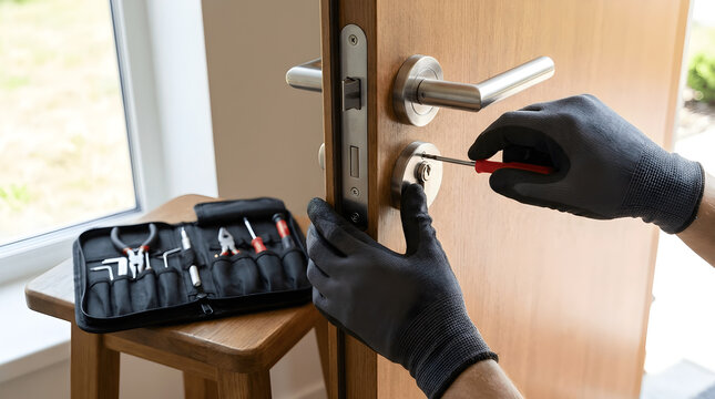 Locksmith Repairing Door Lock Mechanism, Residential Door Lock Repair, Door Lock Service, Lock Repair, Locksmith Tools, Door Hardware, Lock Maintenance