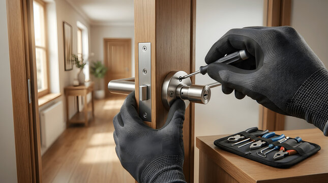 Locksmith Repairing Door Lock Mechanism, Residential Door Lock Repair, Door Lock Service, Lock Repair, Locksmith Tools, Door Hardware, Lock Maintenance