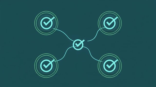 Abstract blue checkmark animation on dark background