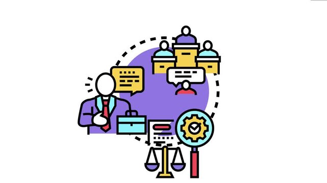 Legal dispute resolution settlement process involving negotiation, mediation, and arbitration services with justice, law, and investigation icons, ensuring fair agreement