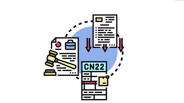 Legal document concept with an upper document processing into a law contract, a briefcase document, and a customs declaration form, agreement and bureaucratic processes
