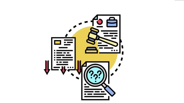 Legal documents archiving concept with gavel, briefcase, and magnifying glass discovering information, symbolizing law related record keeping, storage, and investigation processes