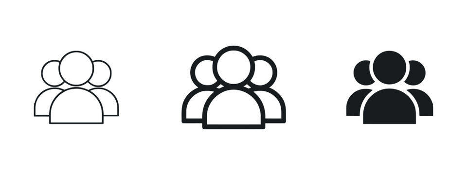 Three person group pictogram illustrates a team or community structure people