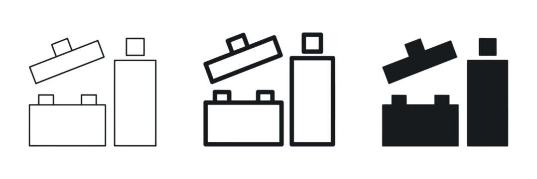 Fragile package with open top symbol in black line and solid forms