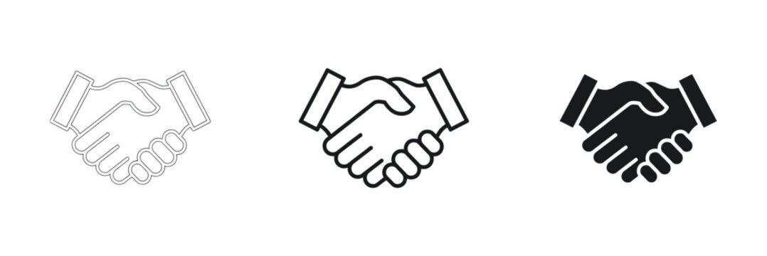 Handshake pictogram illustrates agreement partnership and collaboration in a flat style