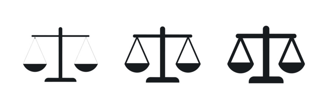 Scales of justice depicted as a black silhouette against a plain surface