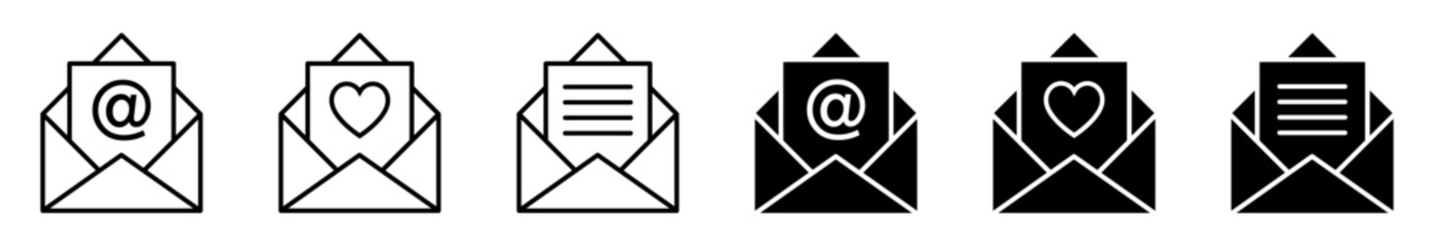 Email envelope icons for mail, message, contact, notification and communication use.