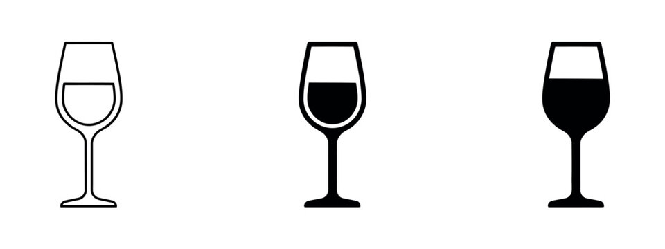 Three wine glasses are depicted as black silhouettes on a plain surface