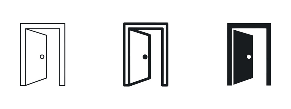 Open doorway silhouettes demonstrate varying line weights and solid fill styles