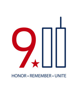 Patriotic September 11 remembrance design with stylized twin towers