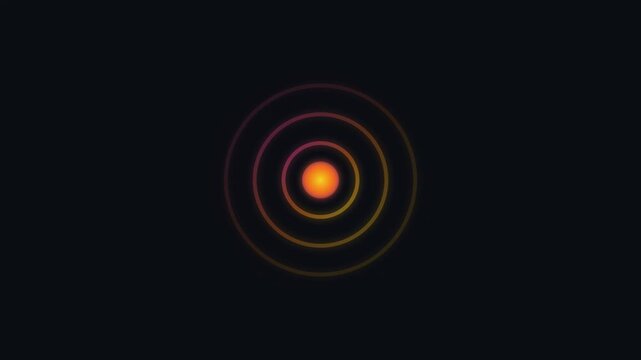 Glowing orange concentric circles pulse on black background
