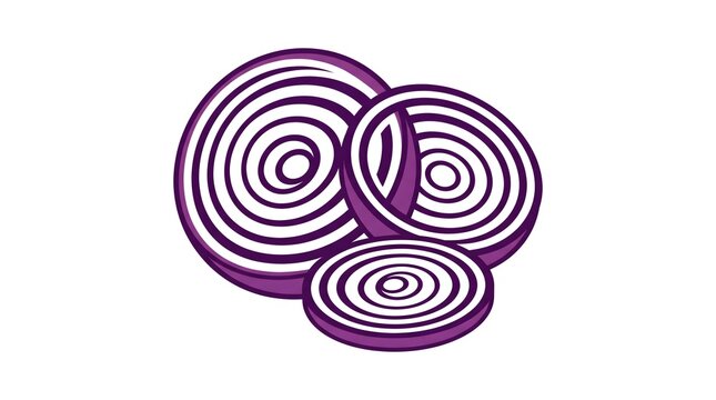 Vector illustration of fresh red onion slices isolated on white background