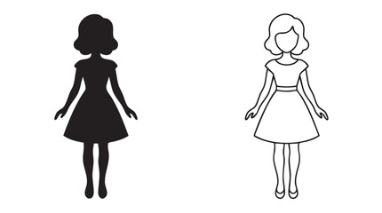 Fototapeta premium black silhouette with line art vector pair icon