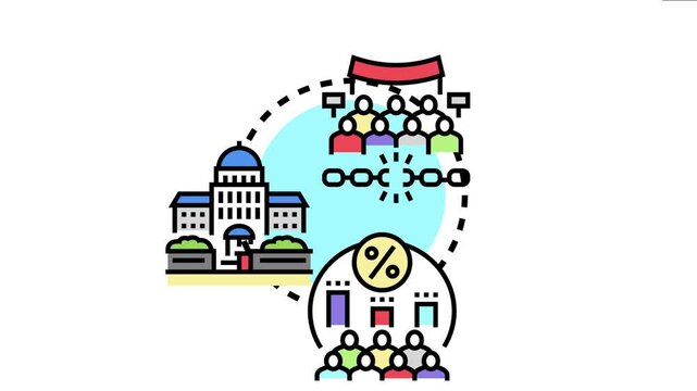Legislative assembly governance concept the democratic process of community representation, policy development, and voting for a government in a civic building