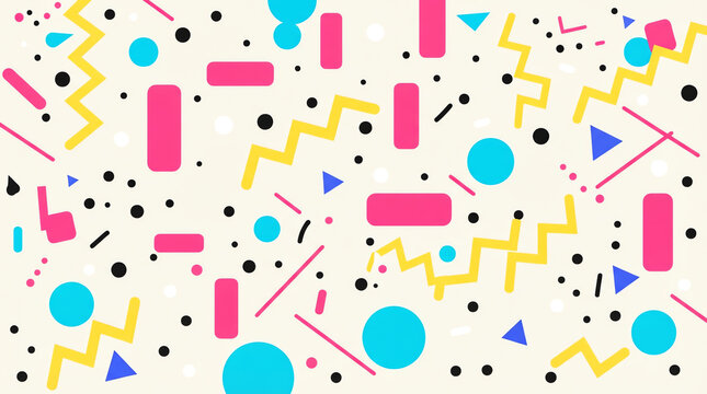Retro Memphis Seamless Geometric Pattern Background