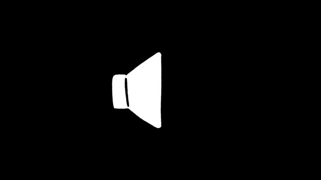 Speaker volume icon. Speaker sign. Volume control button. Sound on, off, low, high. Volume mute symbol animation 