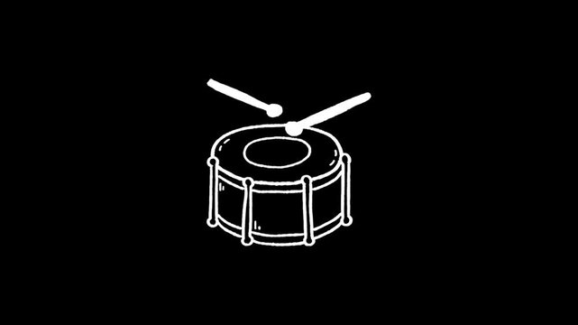 Flat symbol of a drum instrument musical icon animation 