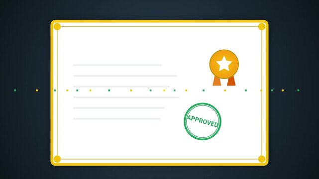 Digital Certificate of Completion with Animated Approved Stamp