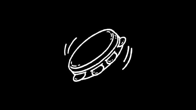 Tambourine icon doodle music instrument sign animation 