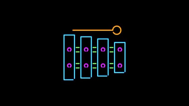 Glockenspiel music instrument neon glowing icon animation