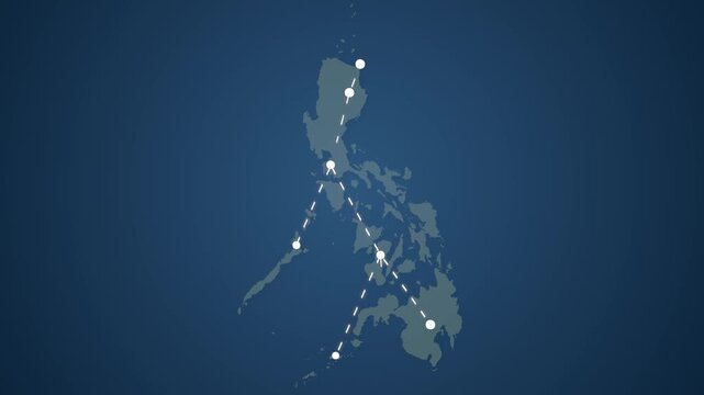Philippines Map Illustrating Digital Communication and Signal Connection Network