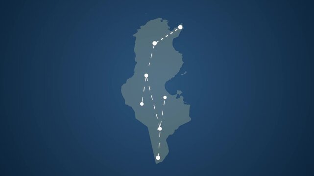 Tunisia Communication Network with Signals Connecting Multiple Locations