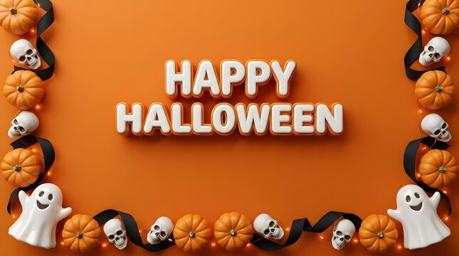 A vibrant and spooky halloween scene featuring pumpkins ghosts and skulls perfect for festive celebrations and seasonal decorations