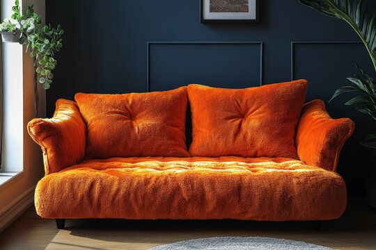 Orange Couch in a Room