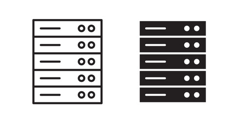 Server rack icon flat outline in black © Warpiya