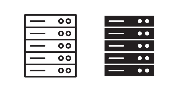 Server rack icon flat outline in black